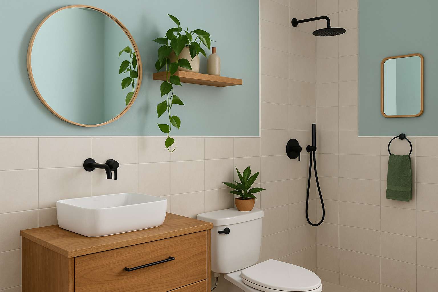 Cores que valorizam a decoração do banheiro