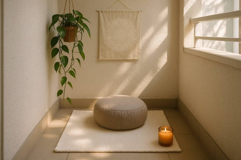 espaço de meditação na varanda