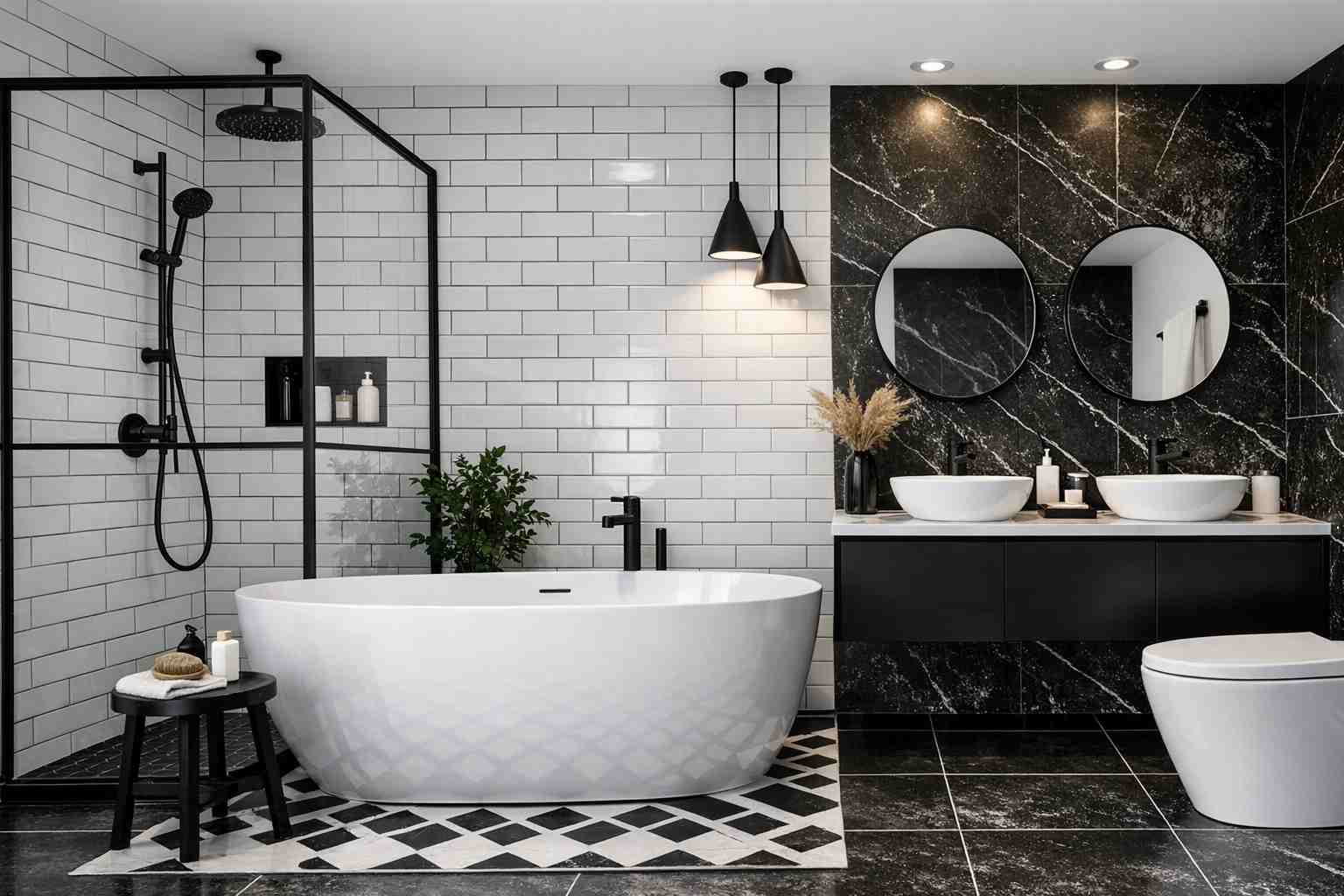 Banheiro preto e branco: como decorar com estilo