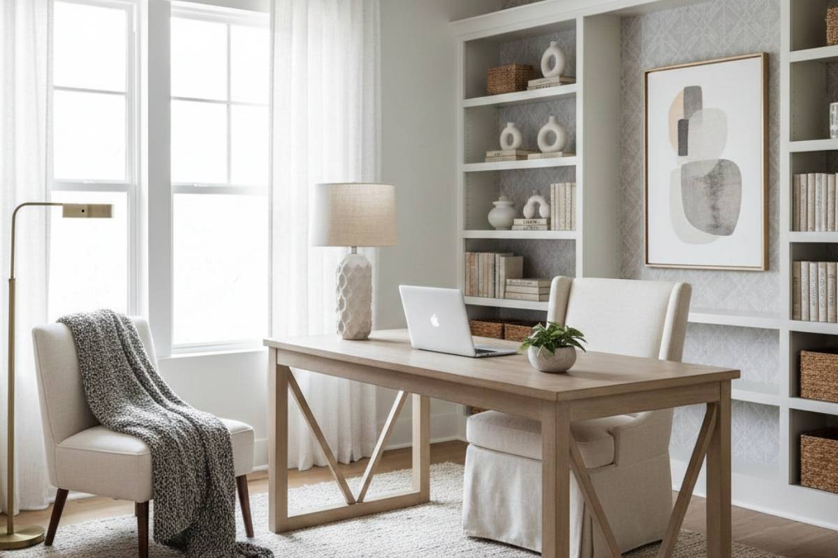 Como usar cores neutras na decoração do home office