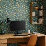 Decoração com papel de parede no escritório