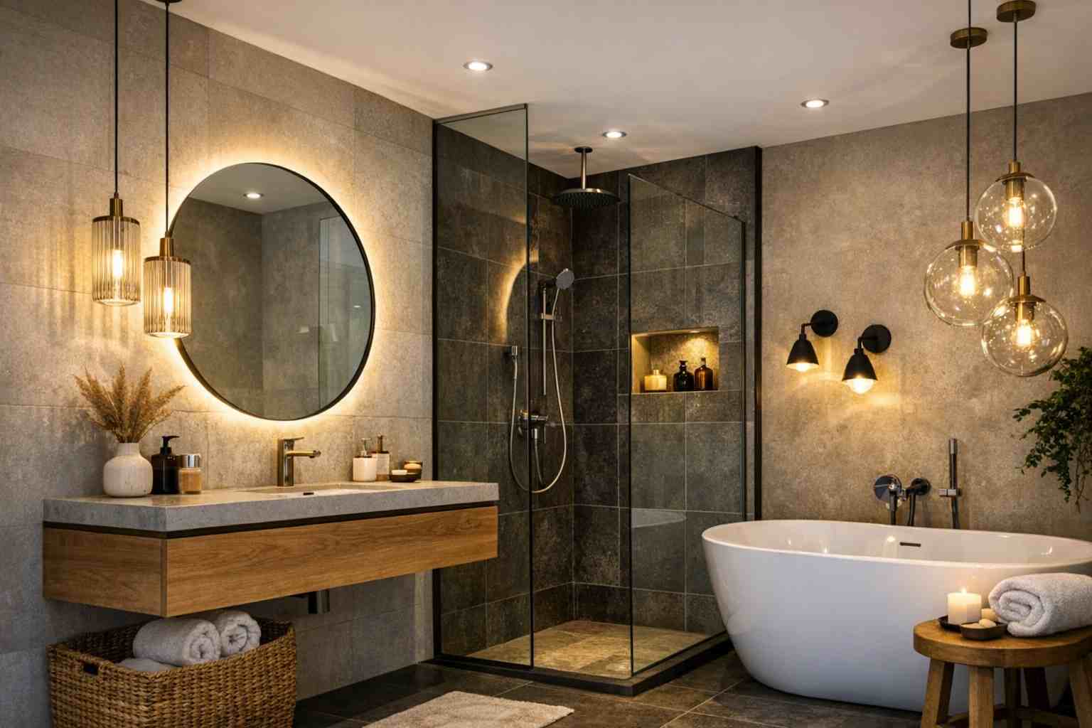 Como usar luminárias diferentes na decoração do banheiro