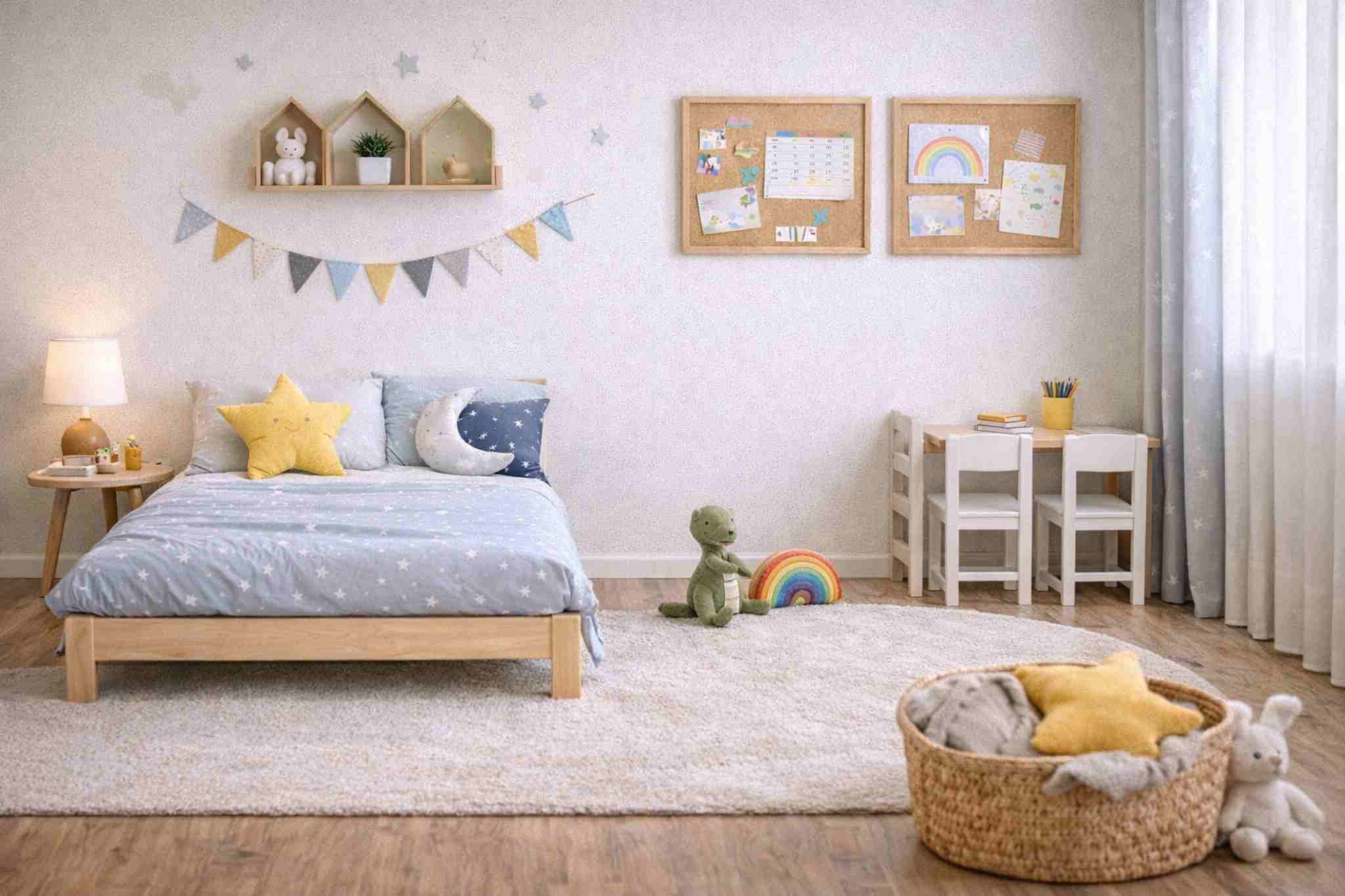 Tapetes, cortinas e almofadas: o toque final no quarto infantil