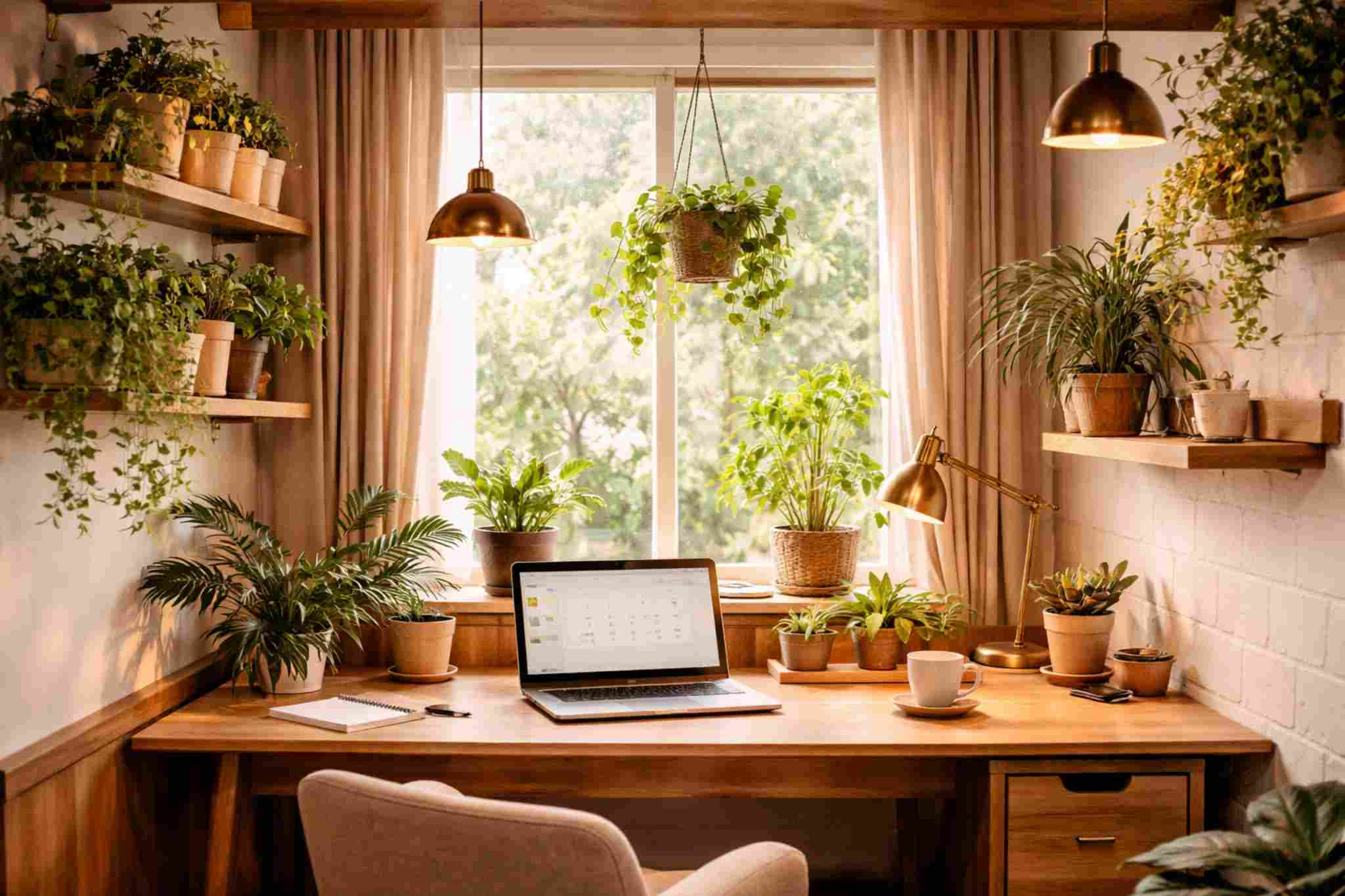 Home office com clima de café ou coworking