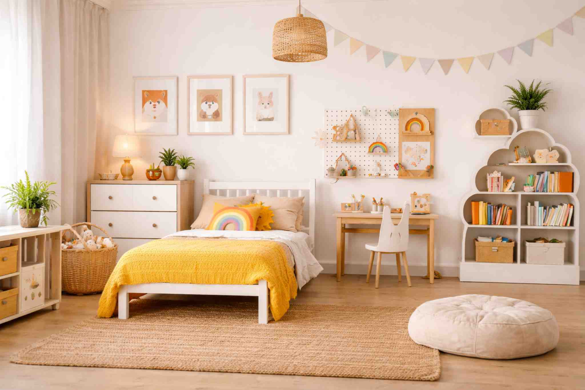 quarto infantil simples em um espaço mágico