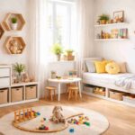 Quarto infantil com nichos e prateleiras