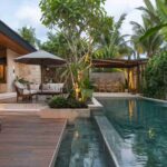 Área externa com estilo “resort”